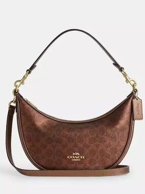 *NWT* COACH Aria Shoulder Bag In Copper/Signature Canvas